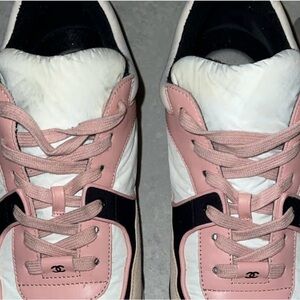 Chanel Pink and White Sneakers